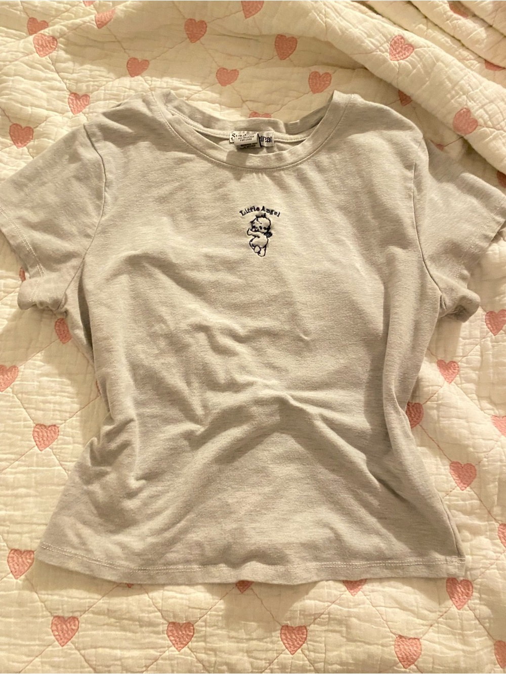 Little Angel Embroidered Cream Kids Tee